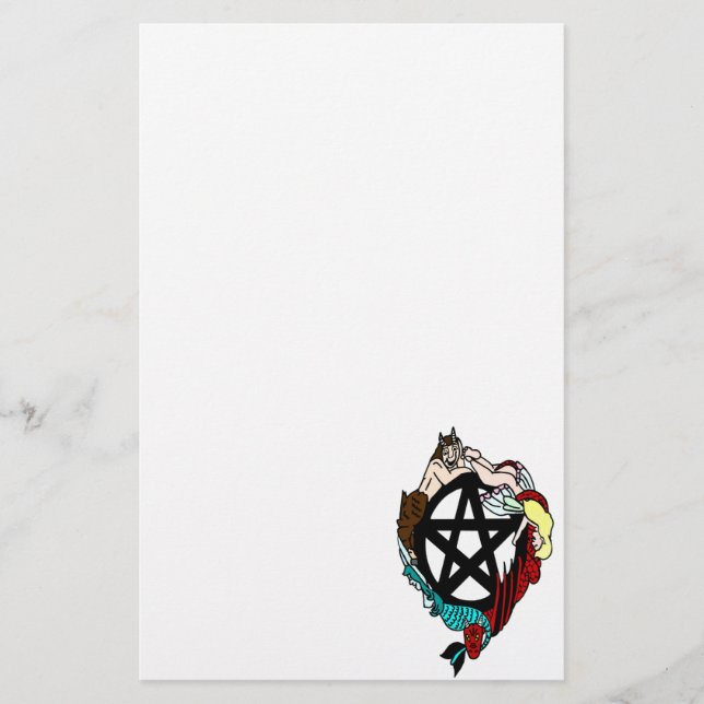 Pagan Elemental Faerie Pentacle Stationery (Front)