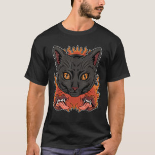 Pagan Funny Goth Sinner Flames Gothic Black Cat Ha T-Shirt