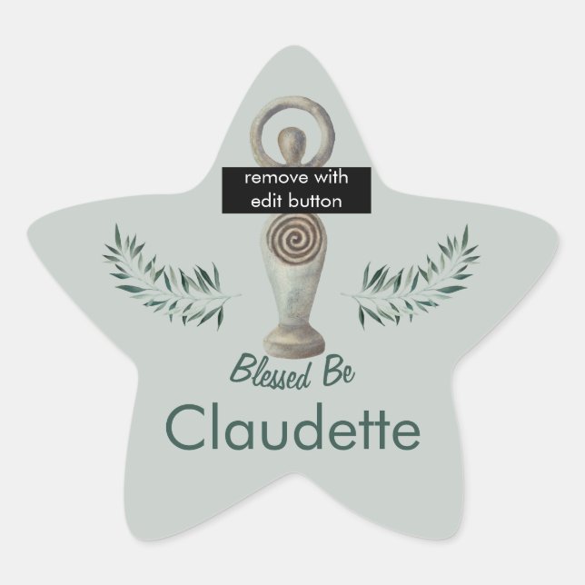 Pagan Goddess Personalised Star Sticker (Front)