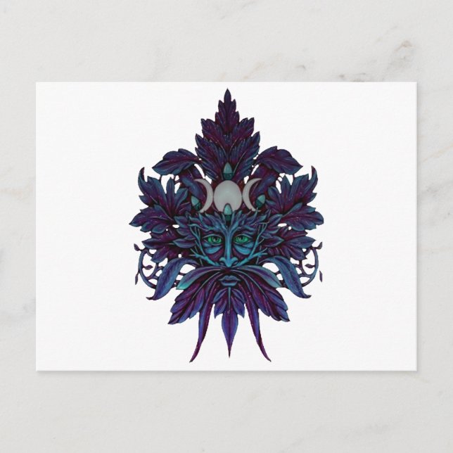 Pagan Green Man Triple Moon Wiccan God Postcard (Front)
