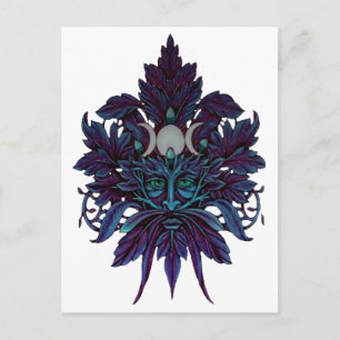Pagan Green Man Triple Moon Wiccan God Postcard