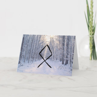 Pagan, Heathen Yule Holiday Card, Othala Rune Thank You Card