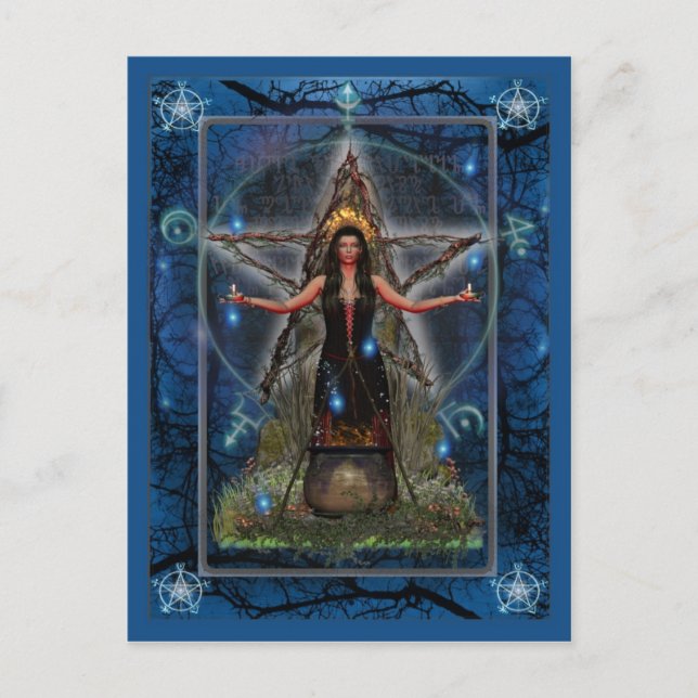 Pagan Postcard - Spellweaver Witch 'Blue ~ Water' (Front)