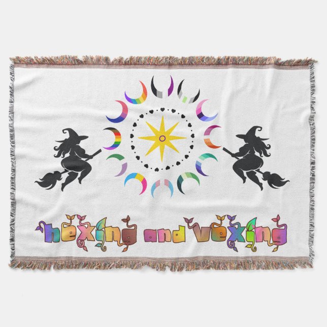 Pagan Prayer Rug Altar Cloth Witchy Queer Pride Throw Blanket (Front)