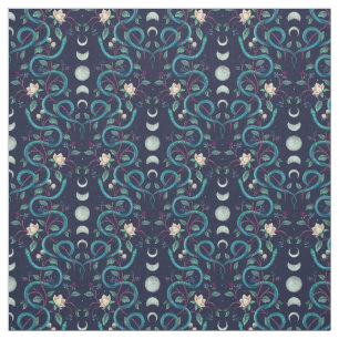 Pagan Snakes and Moon Phases Fabric
