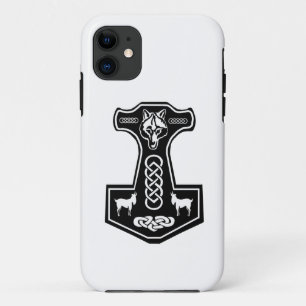 Pagan Thor's Hammer with Wolf and Goats iPhone 11 Case
