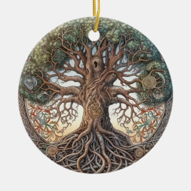 Pagan Tree of Life Ceramic Ornament (Front)