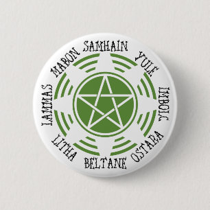 Pagan Wheel of the Year 6 Cm Round Badge