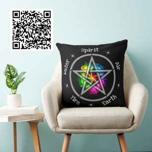 Pagan Wiccan Elemental Pentagram Cushion
