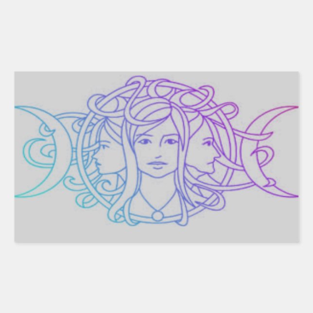 Pagan Wiccan Triple Moon Goddess Rectangular Sticker (Front)