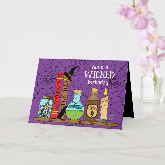 Pagan Witch Wicked Birthday Card (Orchid)