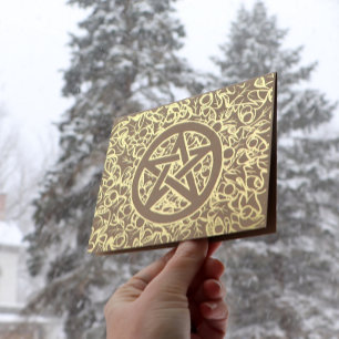 Pagan Yule Pentagram Foil Card