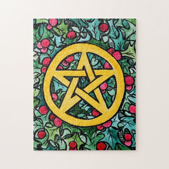 Pagan Yule Pentagram Jigsaw Puzzle (Vertical)