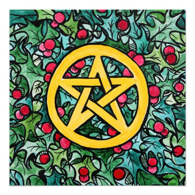 Pagan Yule Pentagram Photo Print (Front)