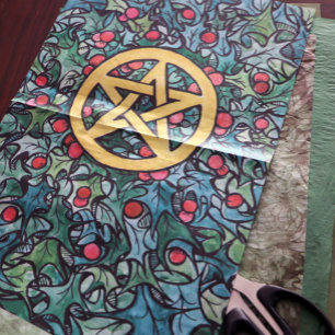 Pagan Yule Pentagram Tissue Paper