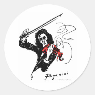 Paganini color3 b&w&red 300dpi classic round sticker