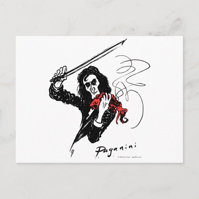 Paganini color3 b&w&red 300dpi postcard (Front)
