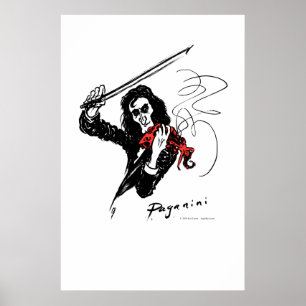 Paganini playing red violin poster