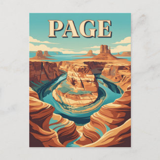 Page Arizona Horseshoe Bend Vintage Poster Postcard