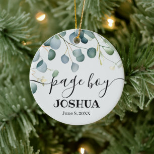 page boy eucalyptus Wedding Keepsake Ceramic Ornament