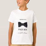 Page Boy Wedding Party Wedding Black & White T-Shirt<br><div class="desc">An elegant black and white wedding themed design perfect for newlyweds and their wedding party. The t-shirt is designed in black and white with a stylish black bow tie for the "Mr." (groom's crew) and a beautiful sparkling diamond for the "Mrs." (bride's crew). The wedding party is matched with a...</div>