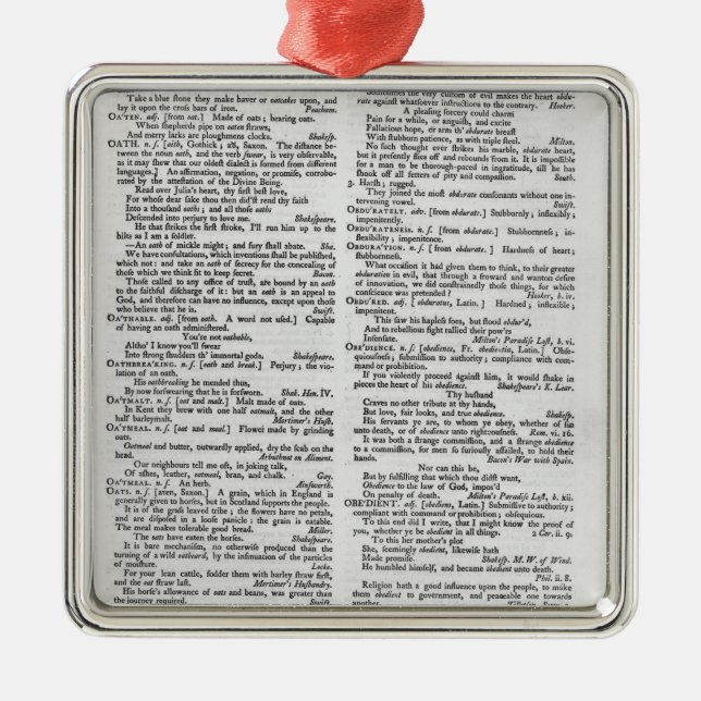 Page from a Dictionary Metal Tree Decoration (Front)