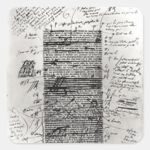 Page from one of Balzac's works Square Sticker