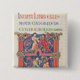 Page from the Winchester Bible, c.1150-80 15 Cm Square Badge