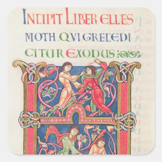 Page from the Winchester Bible, c.1150-80 Square Sticker (Front)