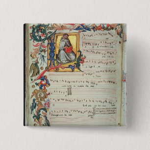 Page of musical notation with a historiated 15 cm square badge