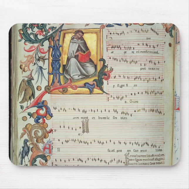 Page of musical notation with a historiated mouse pad (Front)
