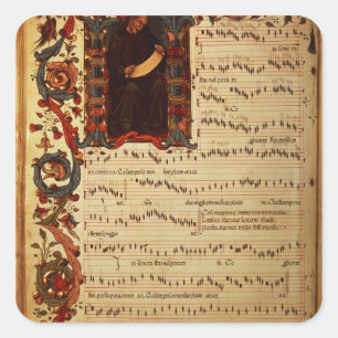 Page of Musical Notation with historiated Square Sticker
