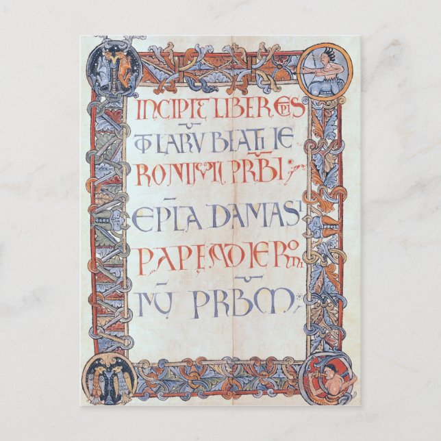 Page of text with a floriated border postcard (Front)