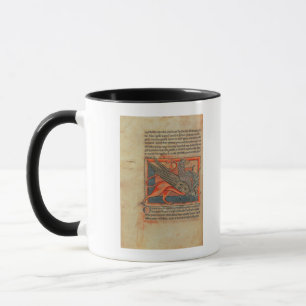 Page of text with an illustration of a griffin mug