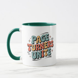 Page Turners Unite Retro Funky Book Lover Mug