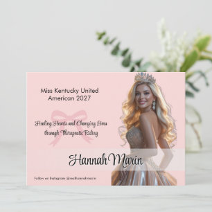 Pageant Autograph Blush Pink Crown Signing Card