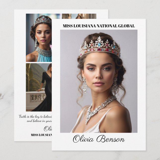 Pageant Autograph Card - Photo Collage Layout (Front/Back)