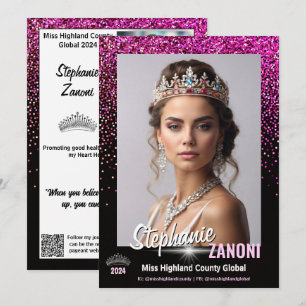 Pageant Autograph Card Royal Pink Glitter QR Code