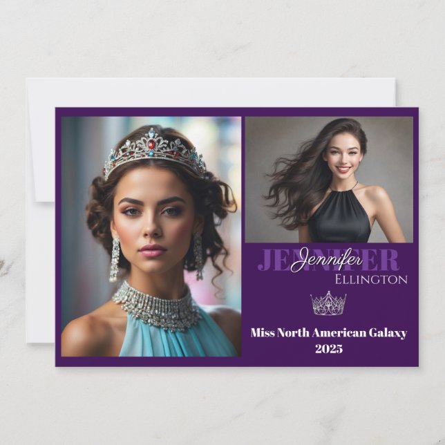 Pageant Autograph Comp Cards Purple Border Card (Front)