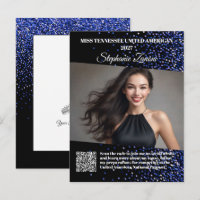 Pageant Autograph Postcard Blue Sparkle Signature