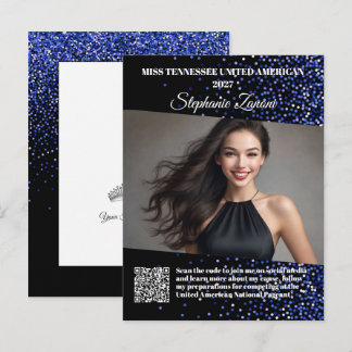 Pageant Autograph Postcard Blue Sparkle Signature