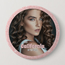 Pageant Button | Rose Gold Glitter