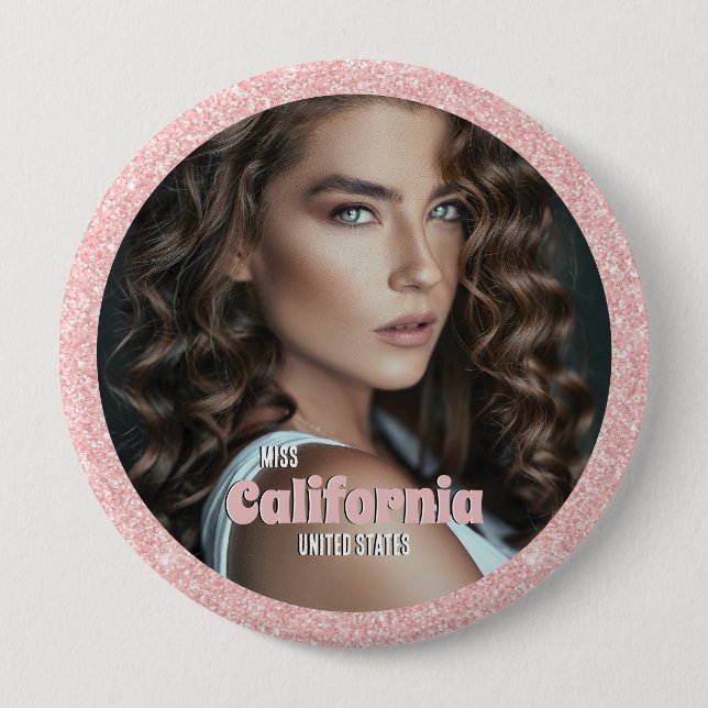 Pageant Button | Rose Gold Glitter (Front)