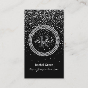 Pageant Calling Card Glitter Monogram Rhinestone