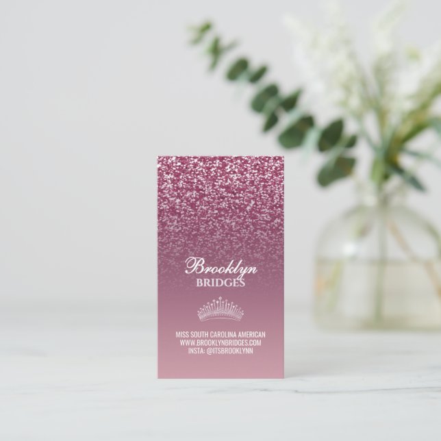 Pageant Calling Cards Sparkle Crown Single Sided (Standing Front)