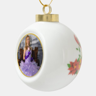 Pageant Christmas poinsettia Personalized Photo Ceramic Ball Christmas Ornament