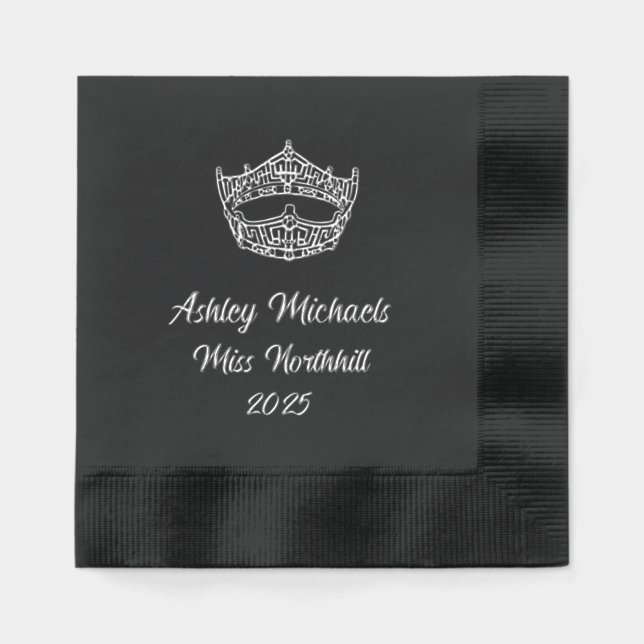 Pageant Crown Custom  Foil Napkins (Front)