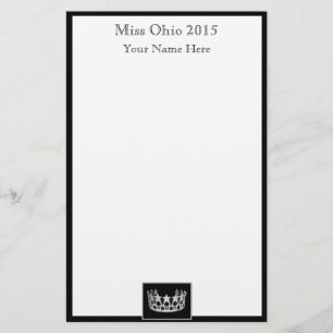 Pageant Crown & Custom Name Stationery Sheets