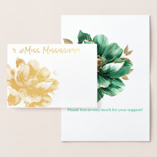 Pageant Crown & Magnolia Gold Foil Thank You Card