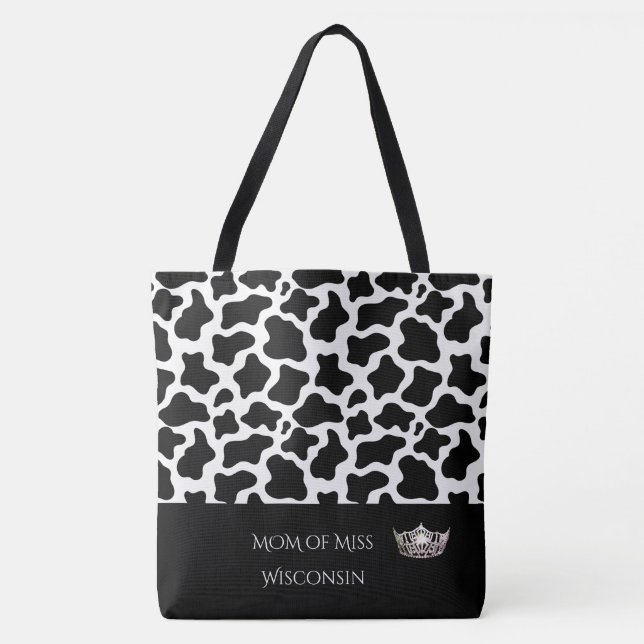 Pageant Crown Tote Bag-Cow Print Bag (Front)